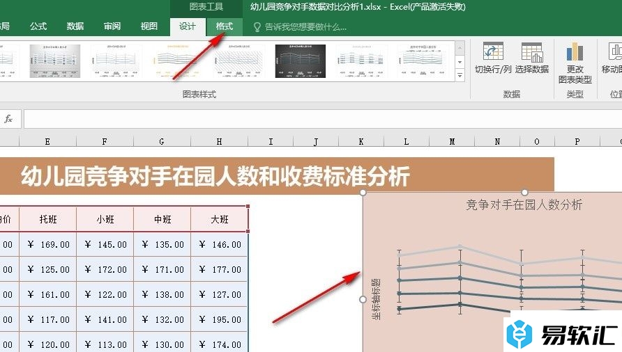 Excel表格文档将折线图变为透明背景的方法