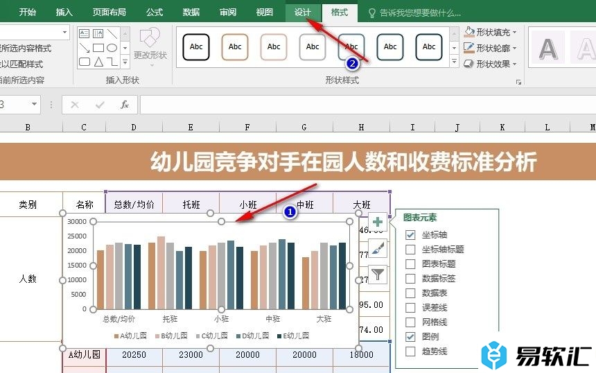 Excel表格文档在图表中添加图表标题的方法