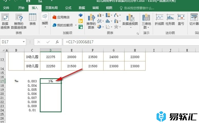 Excel表格文档将单元格设置成千分比格式的方法