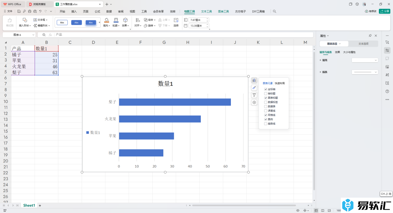 WPS Excel条形图在左侧显示图例的方法