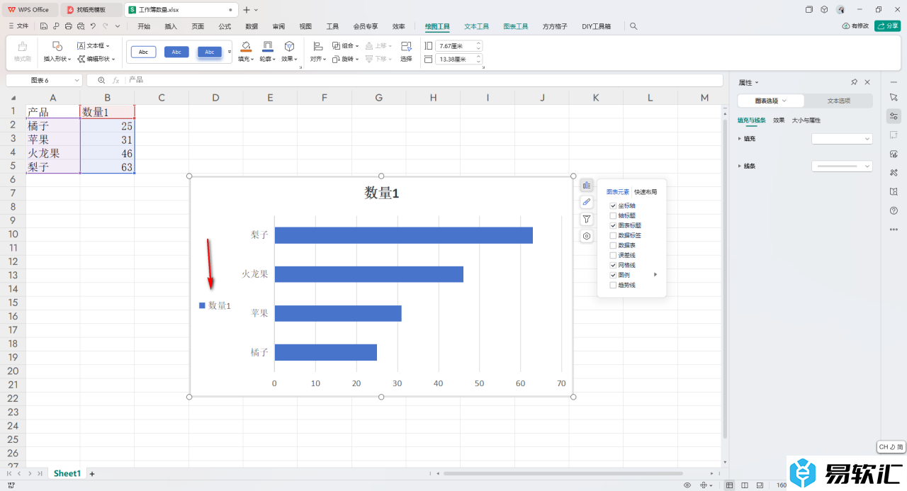 WPS Excel条形图在左侧显示图例的方法