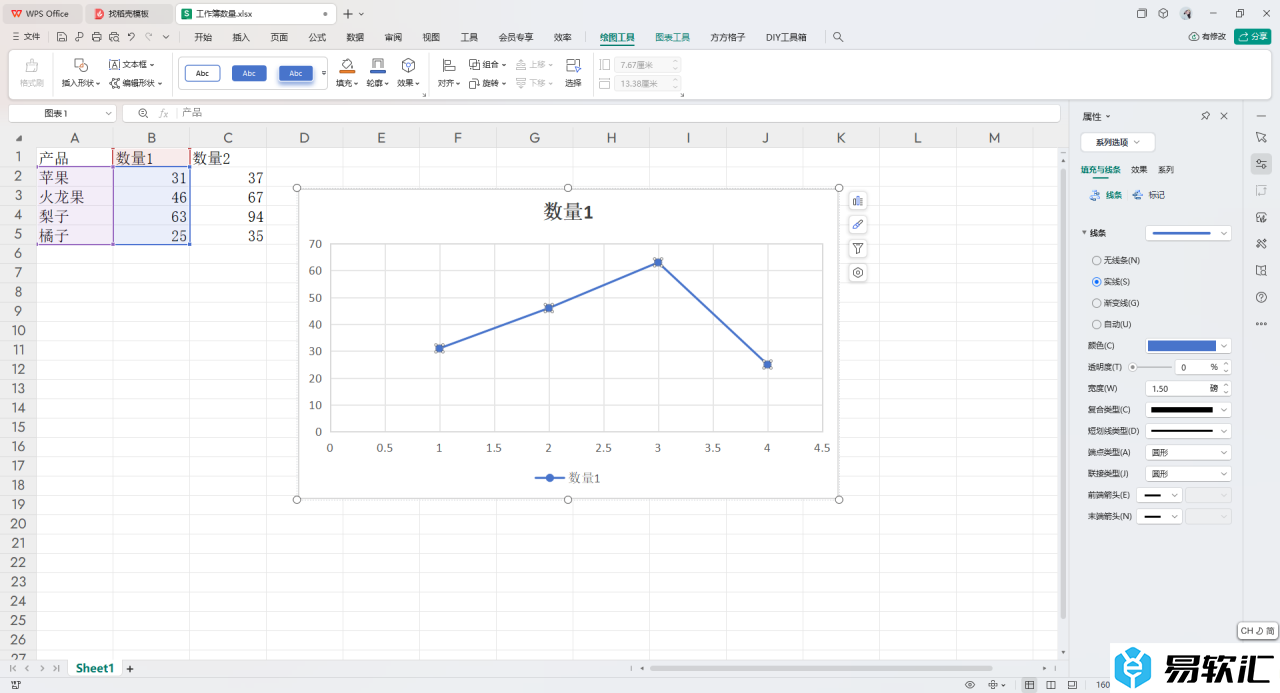 WPS Excel散点图进行连线的方法