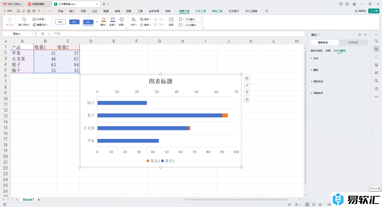 WPS Excel制作复式条形图的方法