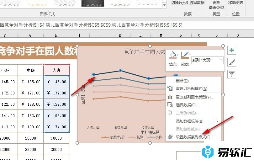 Excel表格文档折线图设置次坐标轴的方法