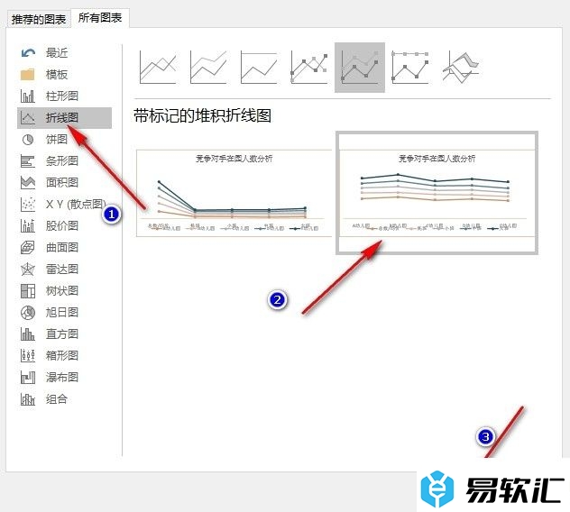 Excel表格文档将柱形图变为折线图的方法