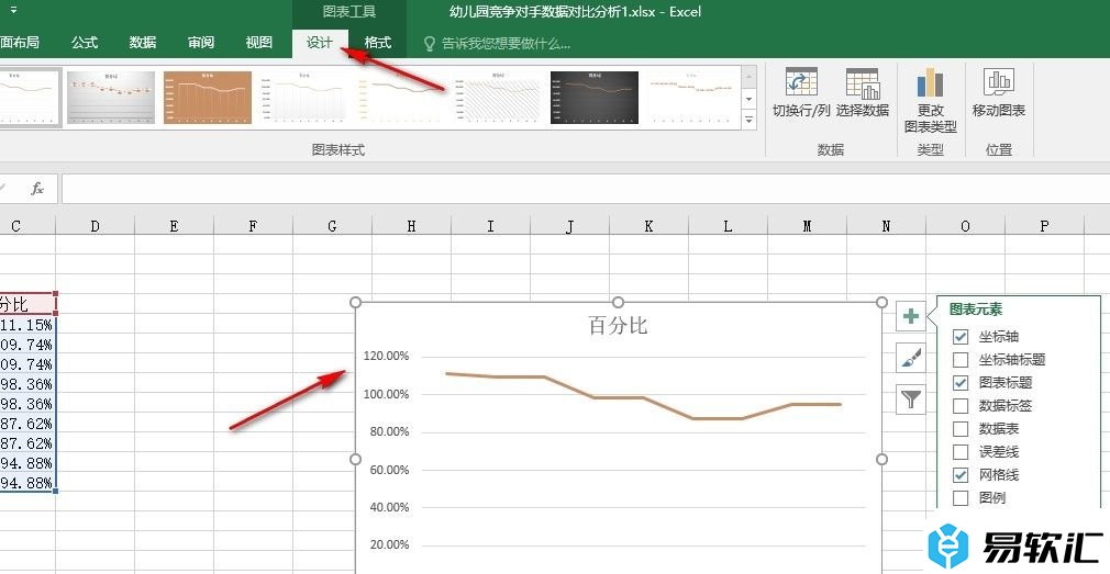 Excel表格文档在折线横坐标下显示数据的方法