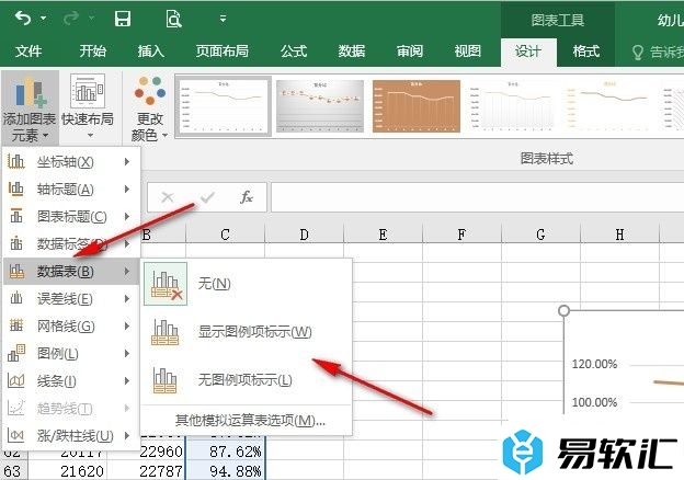 Excel表格文档在折线横坐标下显示数据的方法