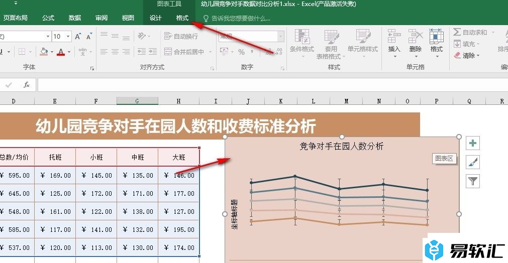 Excel表格文档在图表中插入形状的方法