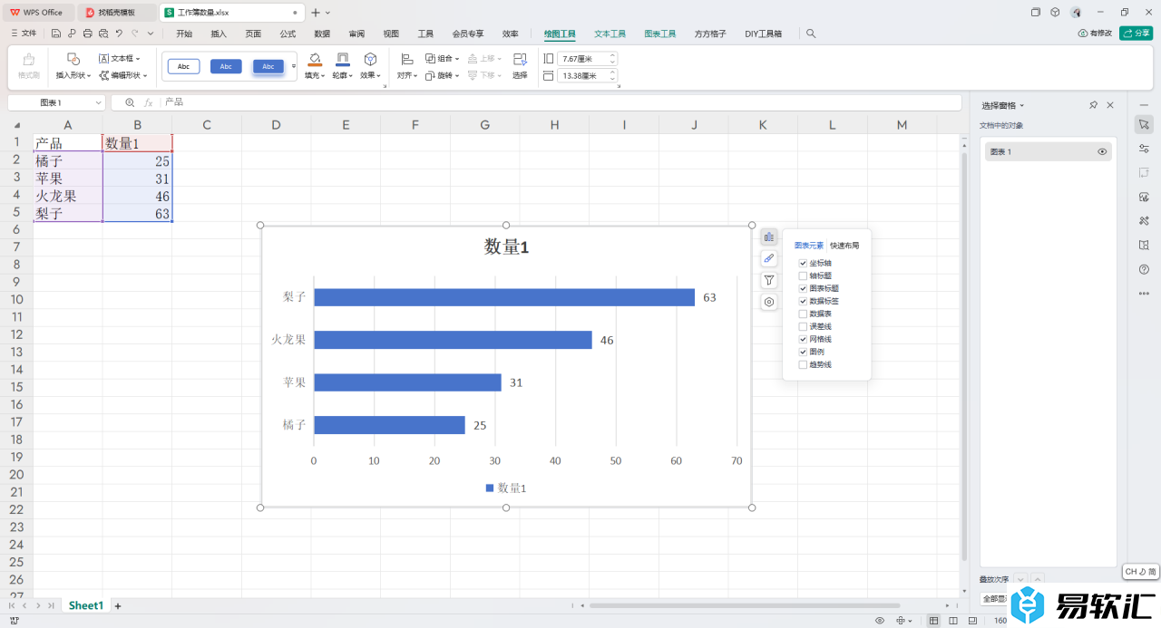 WPS Excel条形图设置让条形从大到小排列的方法