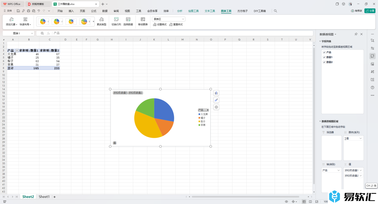 WPS Excel更改透视图图表类型的方法