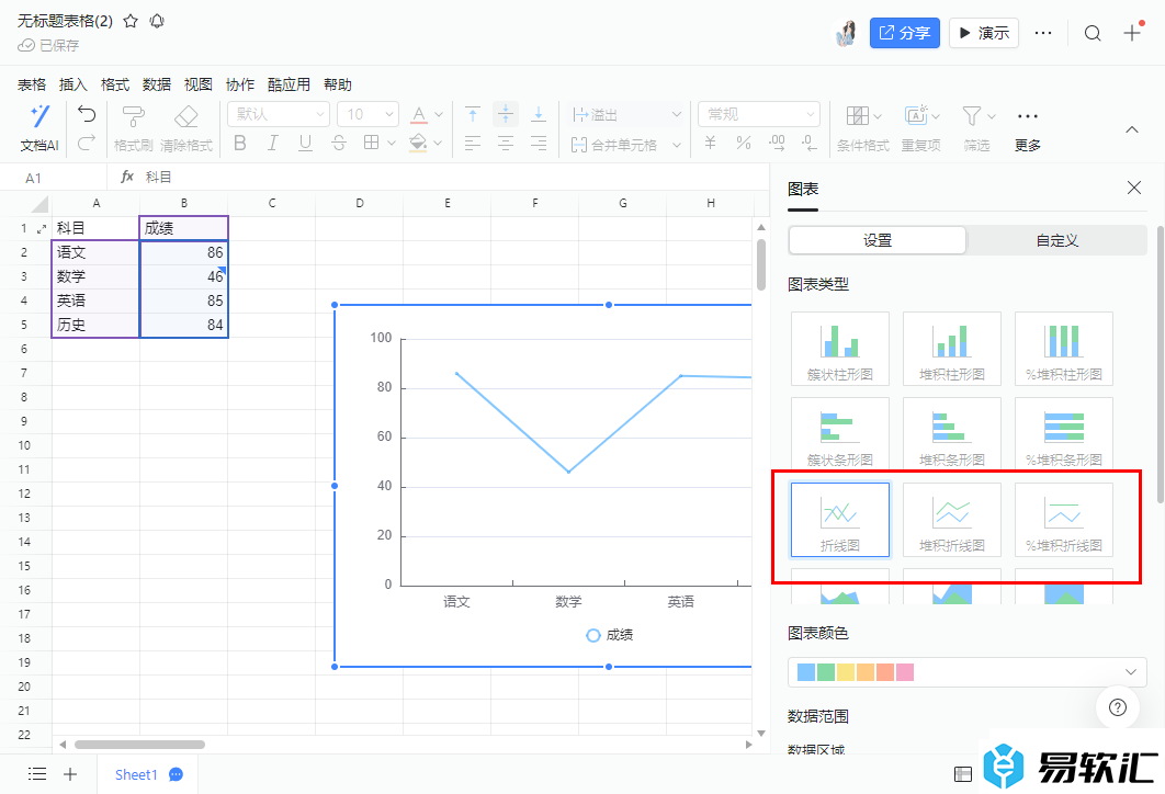 电脑版钉钉表格制作折线图的方法